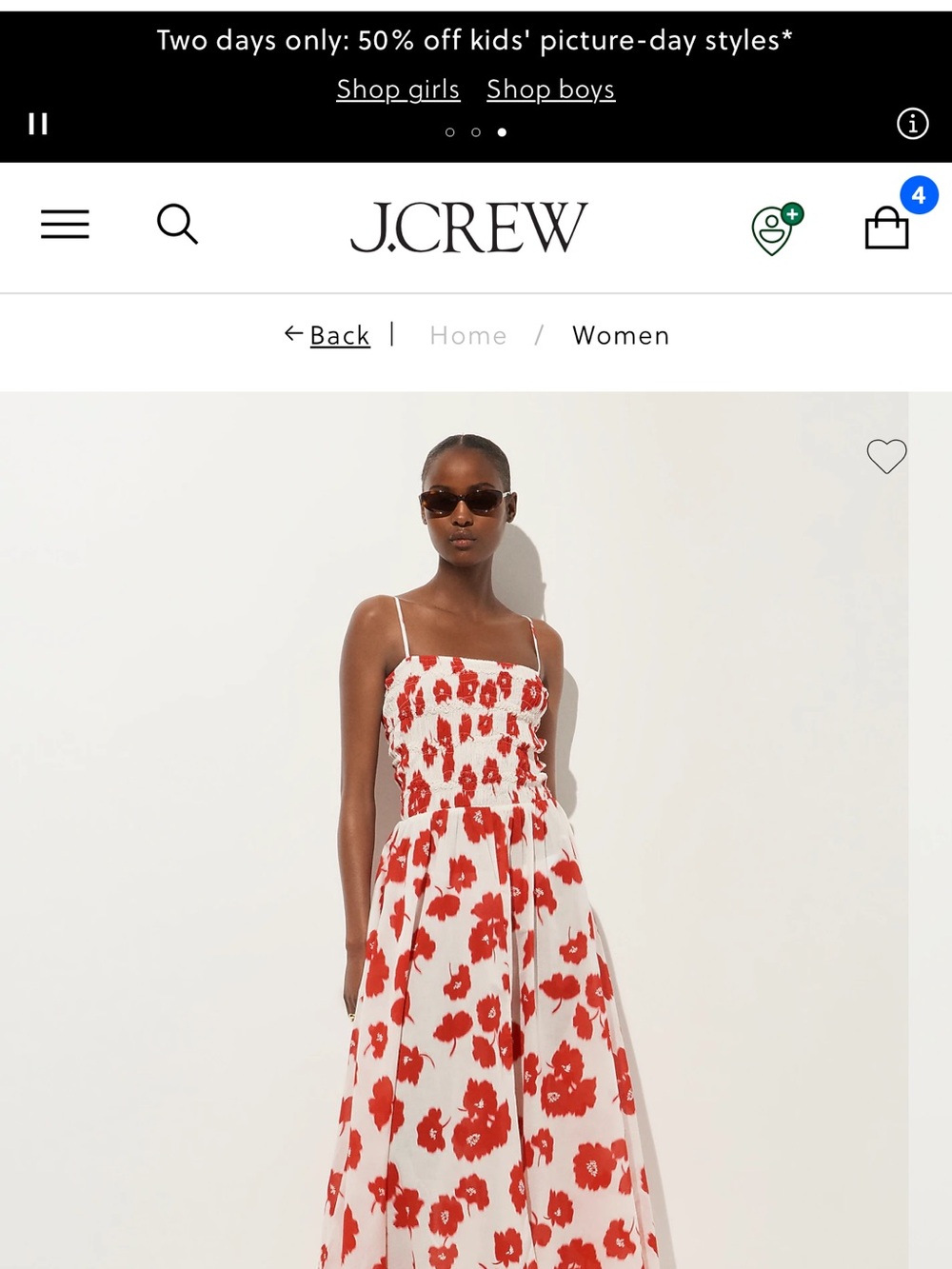 J. Crew Smocked maxi dress in cotton voile vintage daisy print NWT